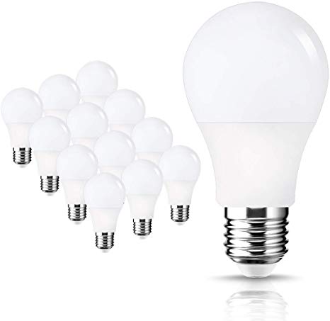 LOHAS A19 LED Light Bulbs, 60 Watt Equivalent LED Bulbs (9W), Daylight 6000K, Standard E26 Medium Screw Base, 800 Lumens, Non-Dimmable Energy Saving Light Bulbs for Office/Home Lighting, Pack of 12