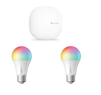 Samsung SmartThings Hub 3rd Generation Smart Home Automation Hub Home Monitoring Smart Devices with Sengled Smart LED Multicolor Bulb, Hub Required