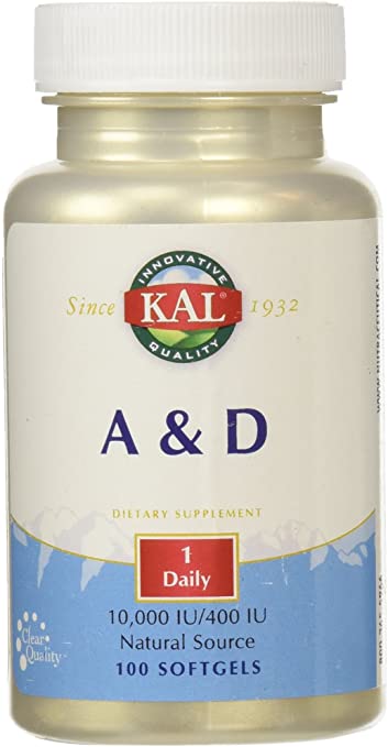 KAL Vitamin A and D 10 m/400 10,000/400 IU Softgel, 100 Count