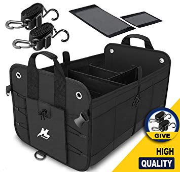 HUANZHAN Car Trunk Organizer Auto Portable Collapsible Trunk Cargo Storage Organizer Carrier with Straps for Car/Truck / SUV/Van (NEW Version)