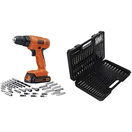 BLACK DECKER LD120VA 20-Volt Max Lithium Drill/Driver with 30 Accessories - Orange with BLACK DECKER BDA91109 Combination Accessory Set, 109-Piece