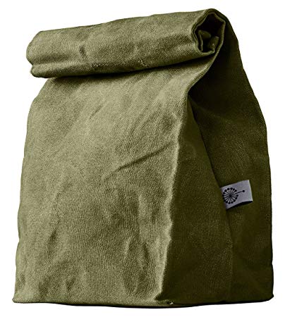 Lunch Bag | Waxed Canvas | Durable | Biodegradable | Army Green | For Men, Women & Kids