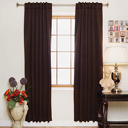 Blackout Curtain Chocolate Rod Pocket Energy Saving Thermal Insulated 64 Inch Length Pair
