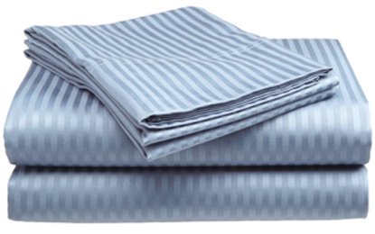 Twin Size Light Blue Classic Sateen Dobby Stripe Sheet Set