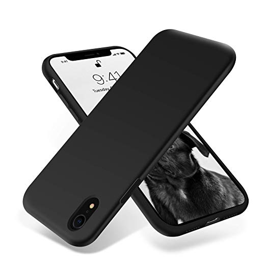 for iPhone XR Case, OTOFLY [Silky and Soft Touch Series] Premium Soft Silicone Rubber Full-Body Protective Bumper Case Compatible with Apple iPhone XR - Black