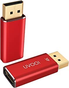 DisplayPort to HDMI Adapter 4K UHD 1-Pack (NOT USB), UVOOI DP (Display Port) to HDMI Converter Aluminum Shell Display Port Male to HDMI Female Connector - Red