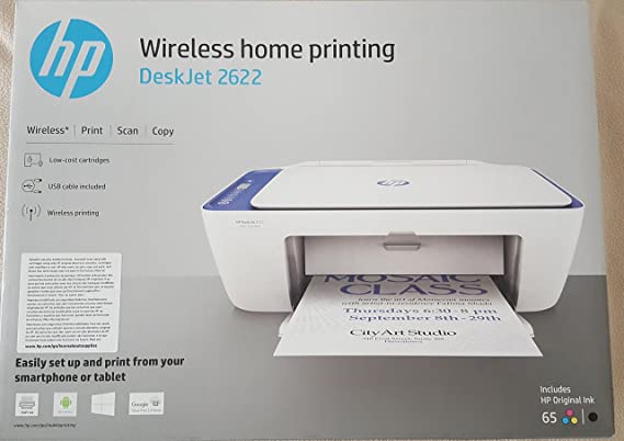 HP Deskjet 2622 All-in-one Printer Wireless Print Scan Copy, USB Cable Included