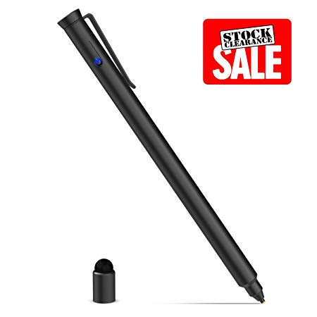 BoYata Stylus Pens: Rechargeable 2 in 1 Capacitive Pencil with Copper Tip and Replaceable Fiber Tip Compatible with Most of IOS/Android Touchscreen Devices(Black) (15cm)