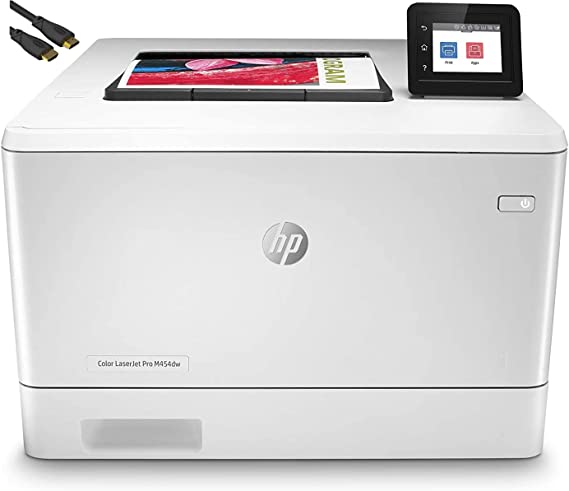 HP Color Laserjet Pro M454dw Wireless Printer - Print only - 2.7" Touchscreen Display, 28 ppm, 600x600 dpi, 8.5 x 14, Auto Duplex Printing, Ethernet, WULIC Printer Cable