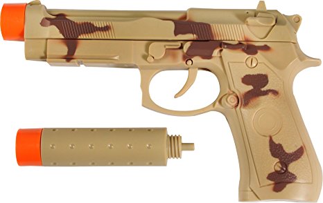 Maxx Action Toy 9 MM Hand Gun with 13" Silencer with Electronic Sound - Camo