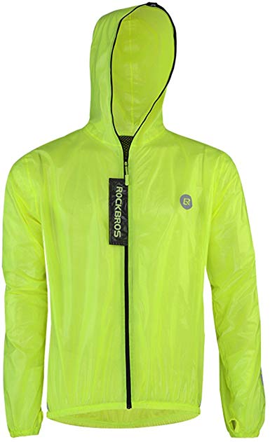 RockBros Men's Rain Jacket Cycling Waterproof Jacket Skin Coat Foldable Outdoor Sports Jersey Green