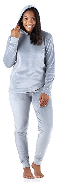 Sleepyheads Women's Sleepwear Velvet Velour Hooded Loungewear Pajamas PJ Set