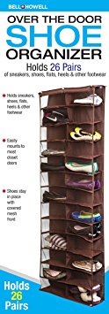 bell howell 26 pair shoe rack , pocket Hanging Organizer/Rack, Door Storage, Door Space Saver, Door Storage Organizer, BROWN