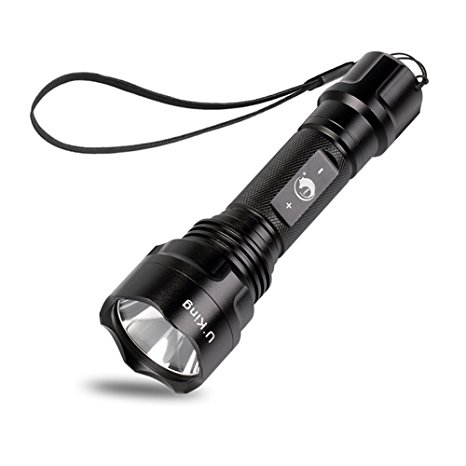 Tactical Flashlight High Powered and Ultra Bright Handheld LED Torch with CREE XM-L2 800 Lumen and 3 Modes for Camping Hiking etc, 1x18650 Battery (Not included)by U`King