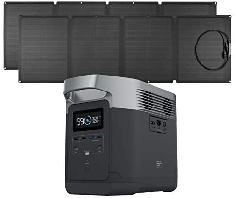 EF ECOFLOW EFDELTA 1260Wh Solar Generator with 2 110W Solar Panel , 6 1800W (3300W Surge) AC Outlets, Portable Power Station for Outdoors Camping RV Hunting Emergency