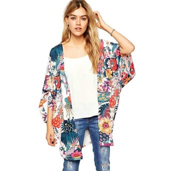Mokingtop® Floral Print Chiffon Kimono Loose Cardigan