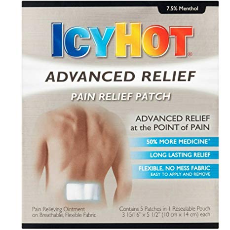 Icy Hot Advanced Relief Pain Relief Patches, 4 Count, Temporarily Relives Minor Pain Associated with Arthritis, Simple Backache, Muscle Strains, Sprains, Bruises, and Cramps
