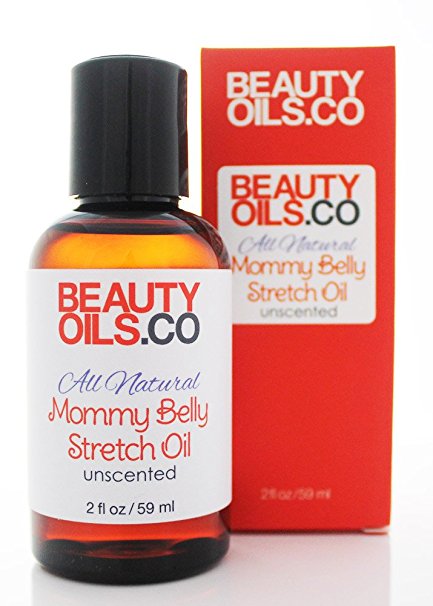 Mommy Belly Stretch Oil All Natural Unscented (2 fl oz) Vegan - Helps Protect from Stretch Marks During Pregnancy