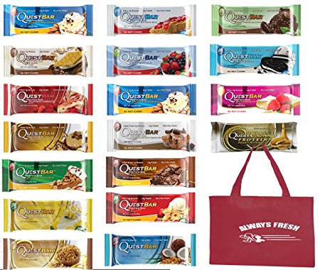 Quest Nutrition Protein Bar, Variety Pack of All 18 Quest Bars Flavors, Packaged By Always Fresh