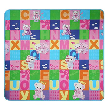 Moroly Baby Play Crawling Mat,Kids Toddlers Foam Floor Game Playmat Encourages Learning,Non-Toxic,Non-Slip,70.2x78x0.2inch (Bear and Giraffe)