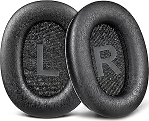 SOULWIT Replacement Earpads for Mpow H12 ANC(Do Not Fit H12 IPO)/H10/RCA H033C Noise Cancelling Headphones, Ear Pads Cushions with Noise Isolation Foam, Softer Protein Leather - Black