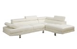 Poundex 2 Pieces Faux Leather Sectional Right Chaise Sofa Assorted in White