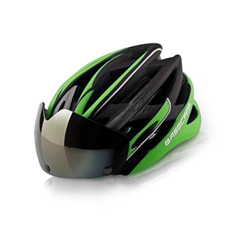 Base Camp Firewall Road Bike Helmet with Detachable Magnetic Visor Shield Goggles
