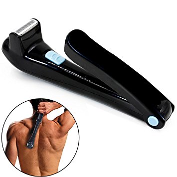 Back Hair Removal, Rerii Electric Back Hair Shaver, Trimmer with 2 Blade Heads, DIY Body Groomer - Battery NOT Included