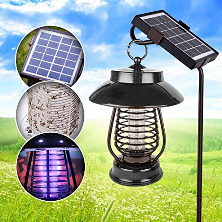 Dual Mode - Solar Powered Outdoor Mosquito & Bug Zapper or Super Bright 24 LED Light