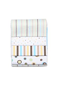 Just Born 4-Pack Flannel Receiving Blankets - Green Dots & Stripes