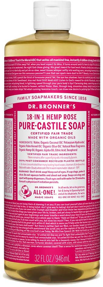 Dr Bronner's 946 ml Organic Rose Castile Liquid Soap