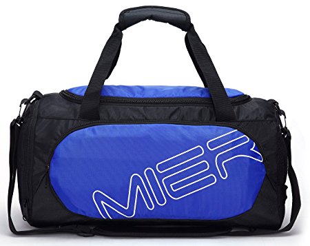 MIER Gym Bag Sports Duffel for Men and Women with Shoe Compartment, 25L (Blue)