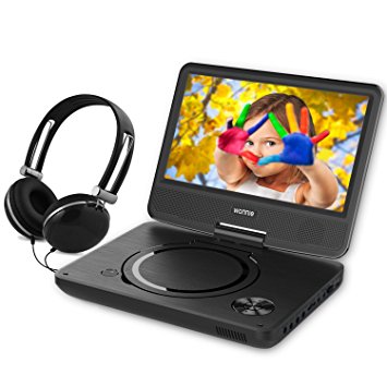 WONNIE 7.5 Inch Portable DVD Player with Swivel Screen, USB / SD Slot and 4 Hours Rechargeable Battery, Perfect Gift for Kids ( Black )