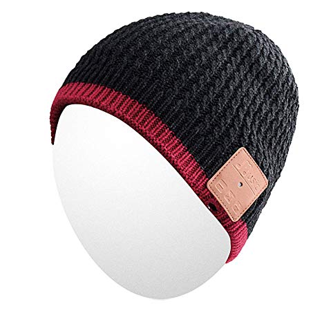 Qshell Mens Womens Outdoor Bluetooth Music Beanie Hat with Stereo Speaker Headphones Microphone Hands Free and Rechargeable Battery for Cell Phones, iPhone, iPad, Tablets, Android Cellphones