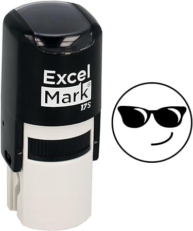ExcelMark Round Teacher Emoji Stamp - Smirking Shades