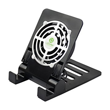 Lifbetter USB Desk Fan Super Quiet Cooling Pad Radiator with Foldable Stand Holder for Mobile Phones Tablets Laptops (Black)