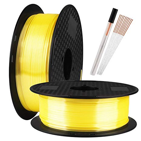 TTYT3D Shine Yellow Silk 3D Printer PLA Filament - 1.75mm 3D Printing Material Widely Compatible 1KG 2.2LBS Spool with Extra Gift 10pcs FDM 3D Printer Nozzle Cleaning Needles