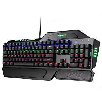 Turbot 104-Key Mechanical Gaming Keyboard ( Blue Switch, Keyclick) with Multi-color Backlight and USB Cable Attached with Key Cap Puller Fit for Gamers, Typists, etc