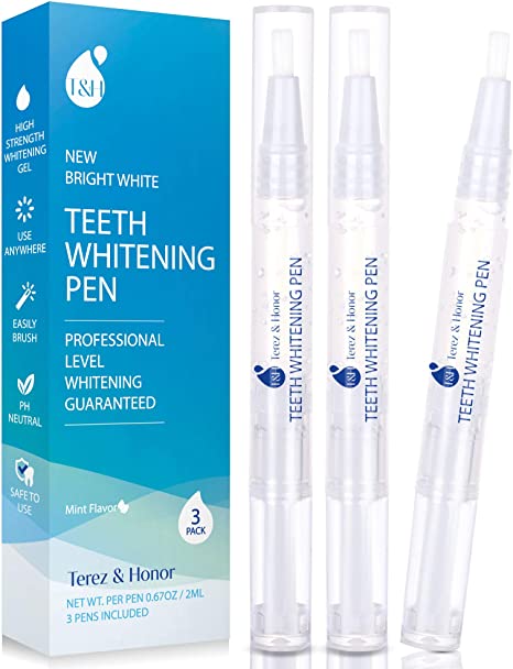 Teeth Whitening Pen [3 Pens] - Made in The USA - Removes Years of Stains Caused by Coffee, Wine, Smoking- Travel-Friendly