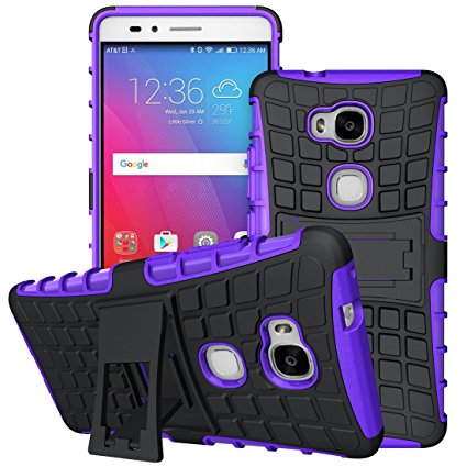 Sophmy Hybrid Dual Layer Armor Protective Case with Kickstand for Huawei Honor 5X - Purple