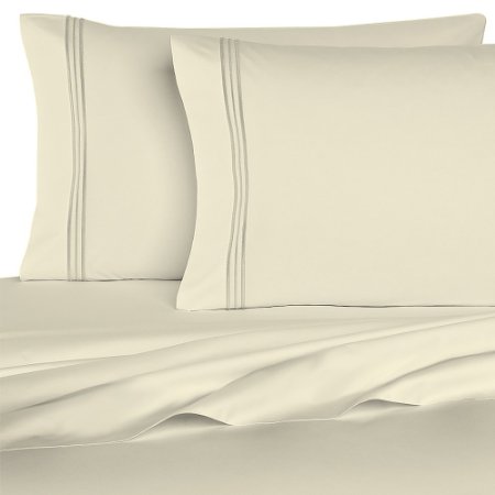 Madison Luxury Egyptian Touch 6pc Bed Sheet Set - Deep Pocket - Wrinkle Free (King, Ivory)