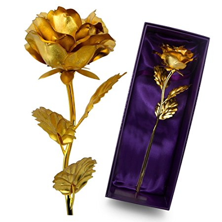 UniteStone Monther Day Gift 24K Gold Foil Artificial Rose Flower Birthday Gift Valentine’s Day Gift Anniversary Gift