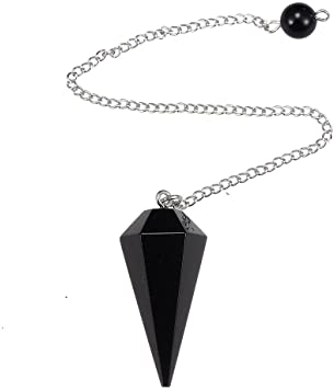 Natural Black Onyx Agate Healing Crystal Stone Pendulum 12 Facet Reiki Charged