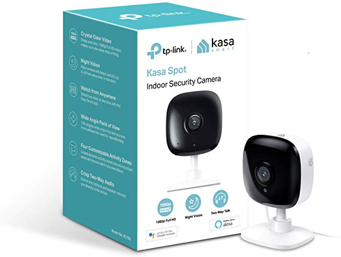 Kasa Spot Indoor Camera, 1080P HD Smart WiFi Security Camera, Night Vision, Motion Detection, Works with Google Assistant and Alexa (KC100)