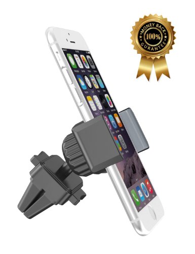 Car Mount, APPS2CAR Universal Air Vent Mount [Grey] Portable Smartphone Holders for iPhone 6S 6 Plus 6 SE 5S 5 5C, Samsung Galaxy S7 S6 Edge S6 S5 Note 5 4 3, LG, Nexus, Sony - 360 Degree Rotation