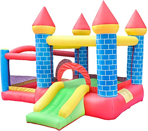 ALEKO BH0014 Indoor/Outdoor Inflatable Bounce House Mega Castle with Built-in Ball Pit, Slide, and Hoop - Multi Color