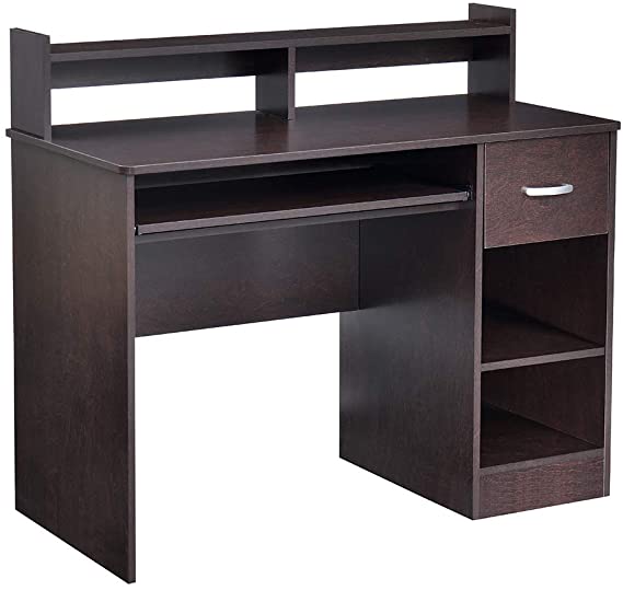 ROCKPOINT Axess Computer Desk with Keyboard Tray, Cherry brown