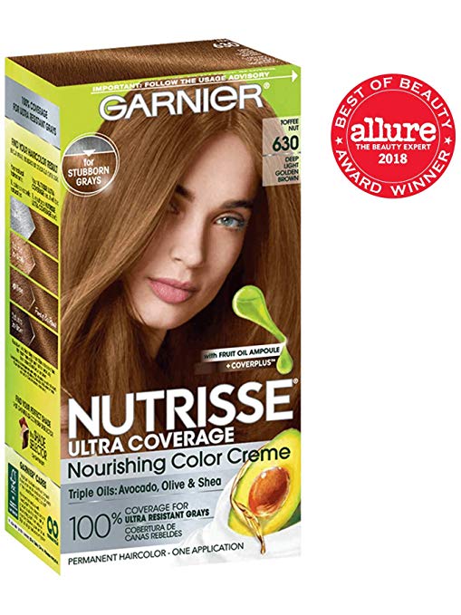 Garnier Nutrisse Ultra Coverage Hair Color, Deep Light Golden Brown (Toffee Nut) 630 (Packaging May Vary), Pack of 1