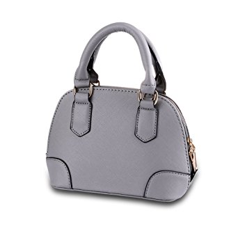BURNING SECRET Women Gray Handbag PU Leather Mini Satchel Shell bag