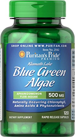 Puritan's Pride Klamath Lake Blue Green Algae 500 mg-120 Capsules